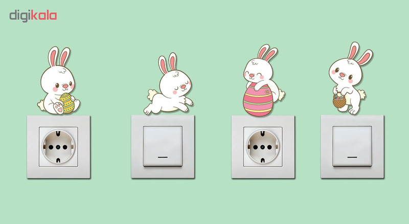 استیکر کلید و پریز ژیوار مدل Bunny بسته 4 عددی