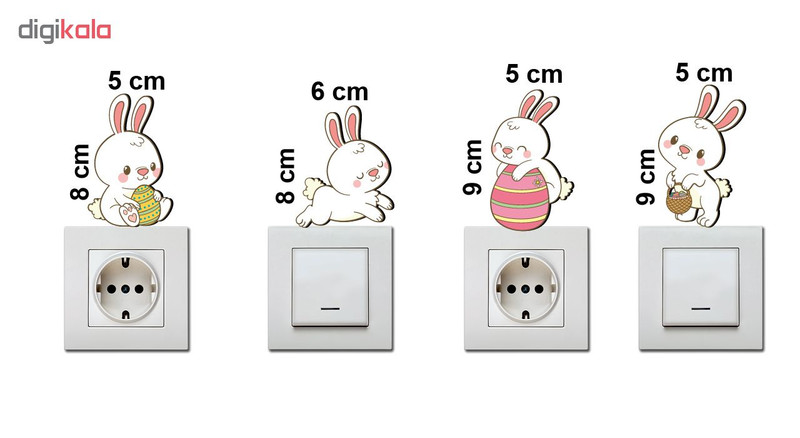 استیکر کلید و پریز ژیوار مدل Bunny بسته 4 عددی