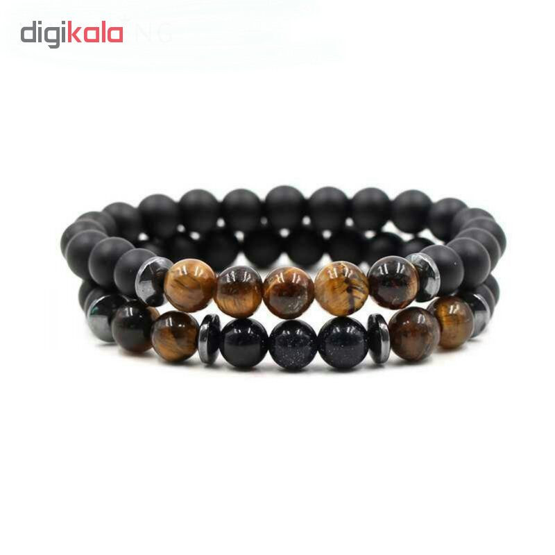 دستبند مردانه طرح چشم ببر کد 1141 مجموعه دو عددی