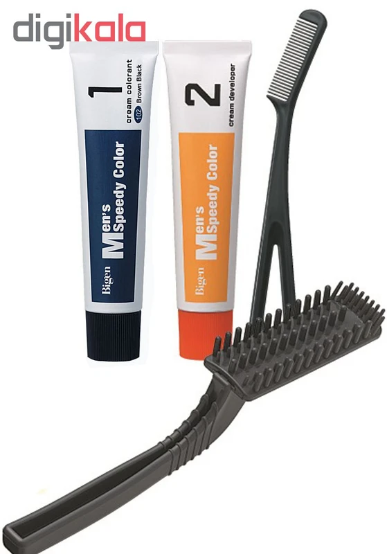 عکس شماره 2 : کیت رنگ مو بیگن سری speedy colour شماره 102 حجم 40 میلی لیتر رنگ قهوه ای تیره