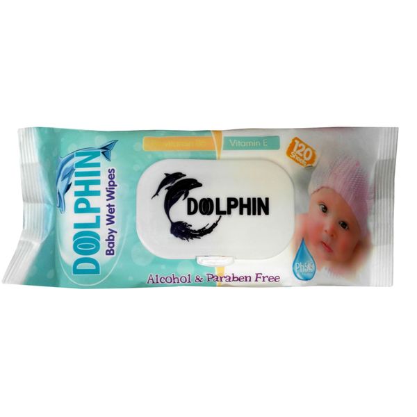 دستمال مرطوب کودک دلفین مدل B5 بسته 120 عددی