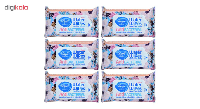 دستمال مرطوب پاک کننده آرایش دافی مدل Anti bacterial مجموعه 6 عددی