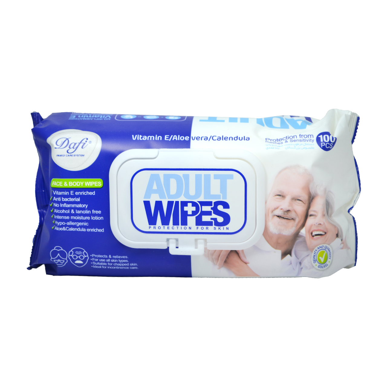 دستمال مرطوب دافی مدل Adult Wipes بسته 100 عددی