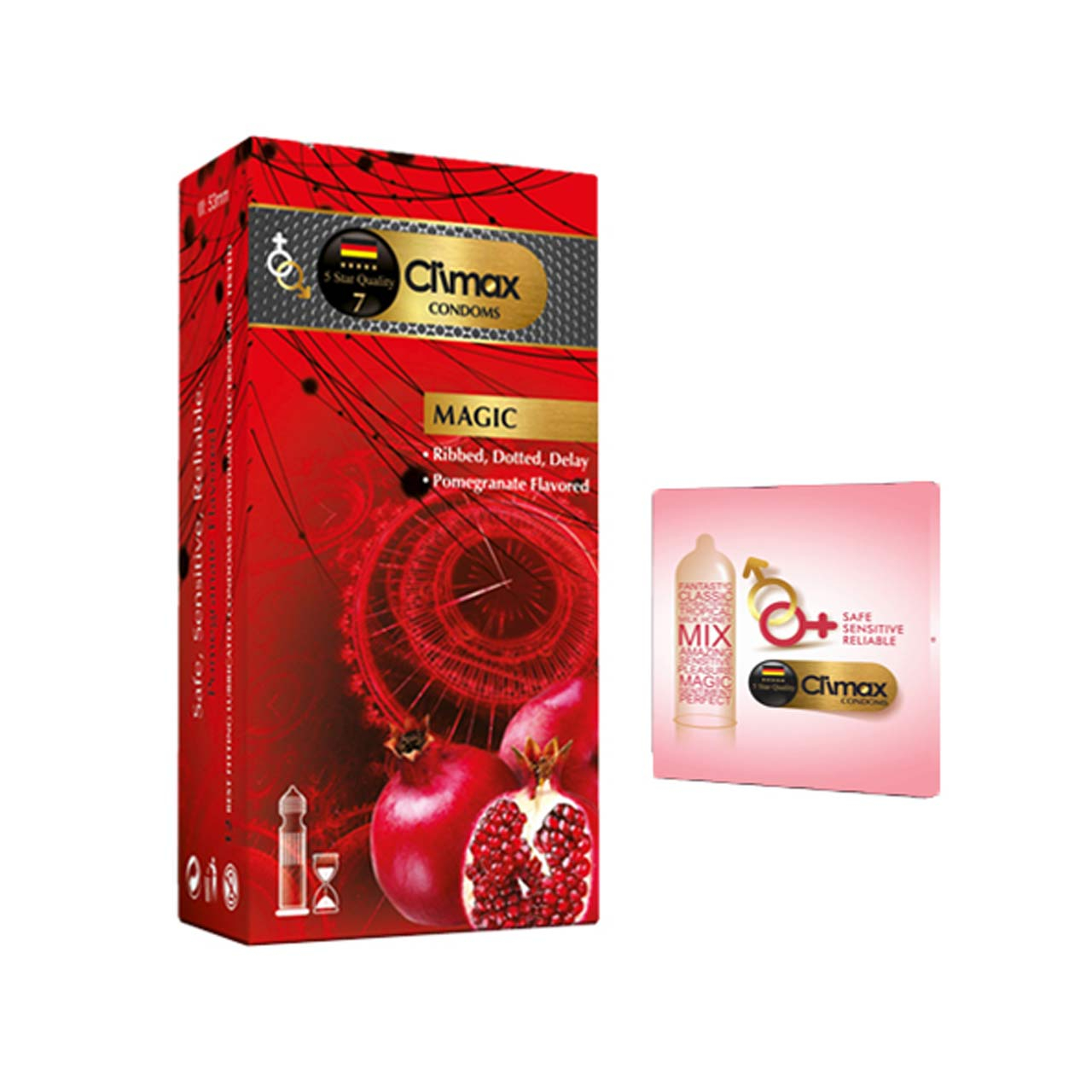 کاندوم کلایمکس مدل MAGIC بسته 12 عددی به همراه کاندوم مدل بلیسر