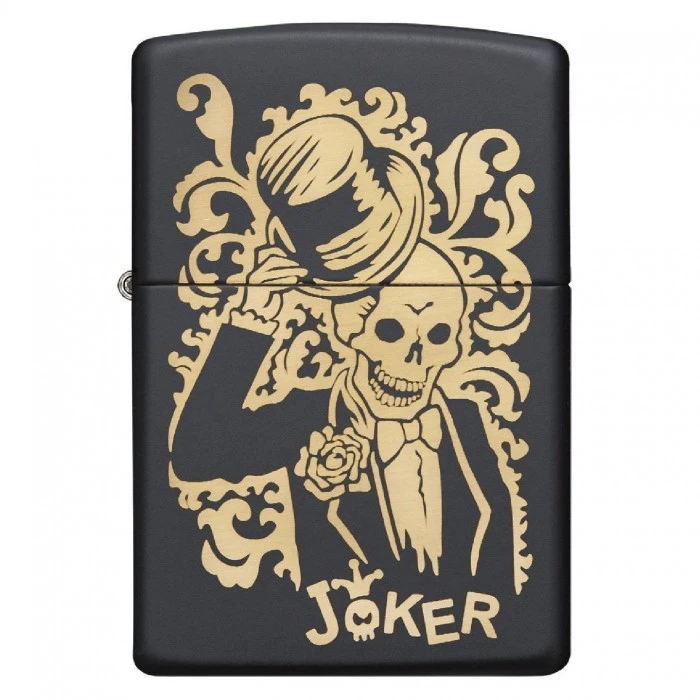 فندک زیپو مدل Joker Engraved Black Matte کد 29632