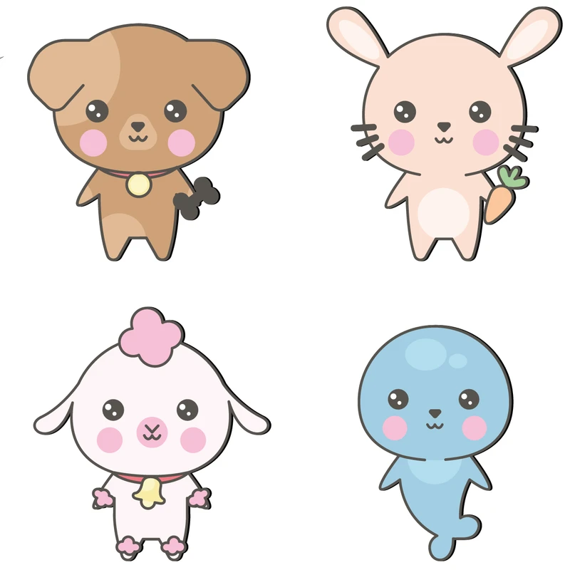 استیکر کلید و پریز ژیوار مدل cute animal بسته 4 عددی