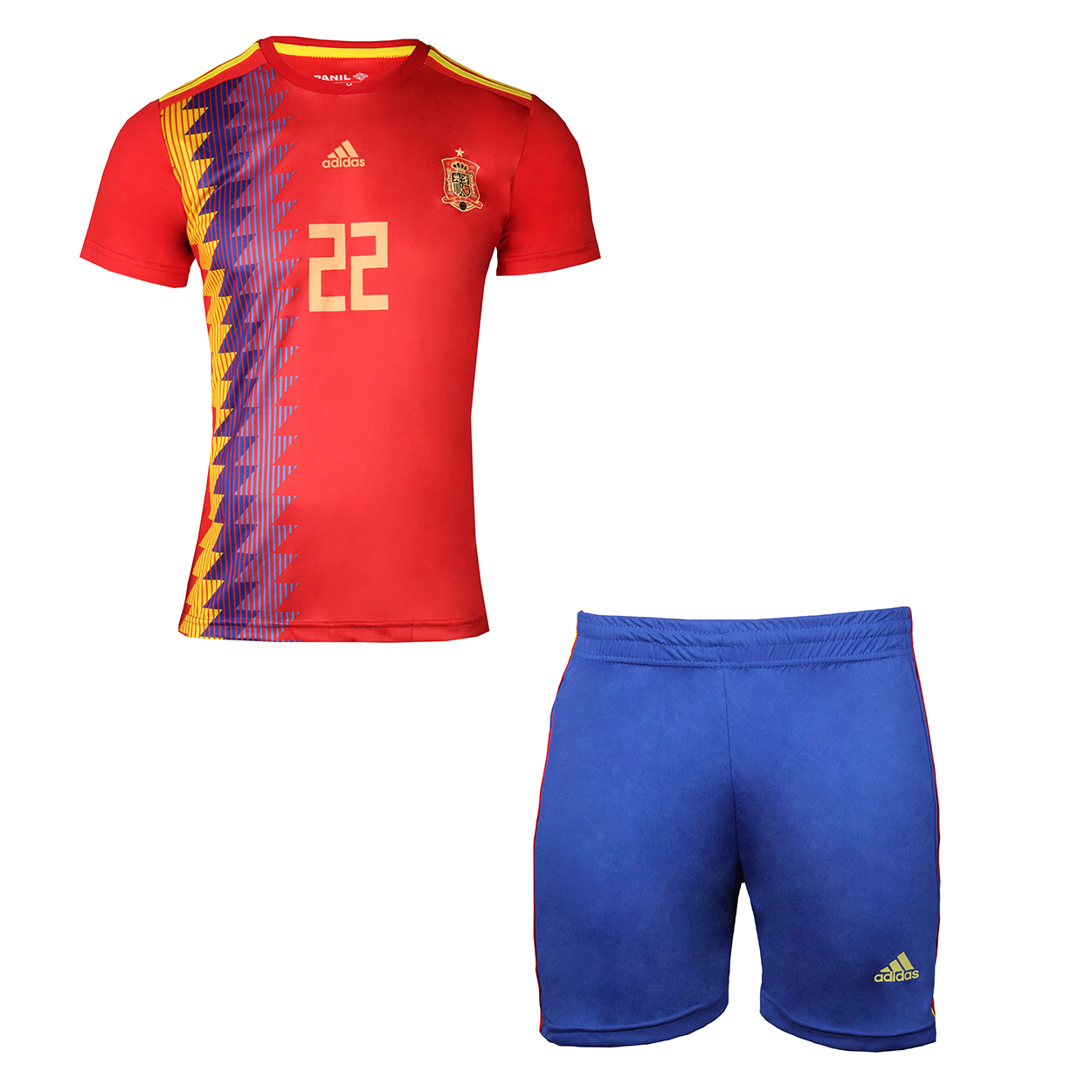 ست تی شرت و شلوارک ورزشی پسرانه طرح تیم اسپانیا کد 13047