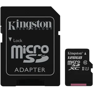 کارت حافظه microSDXC کینگستون مدل Canvas کلاس 10 استاندارد UHS-I U1 ظرفیت 128 گیگابایت 80MBps به همراه آداپتور SD