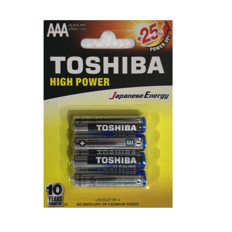 باتری نیم قلمی توشیبا  مدل High Power بسته 4 عددی 