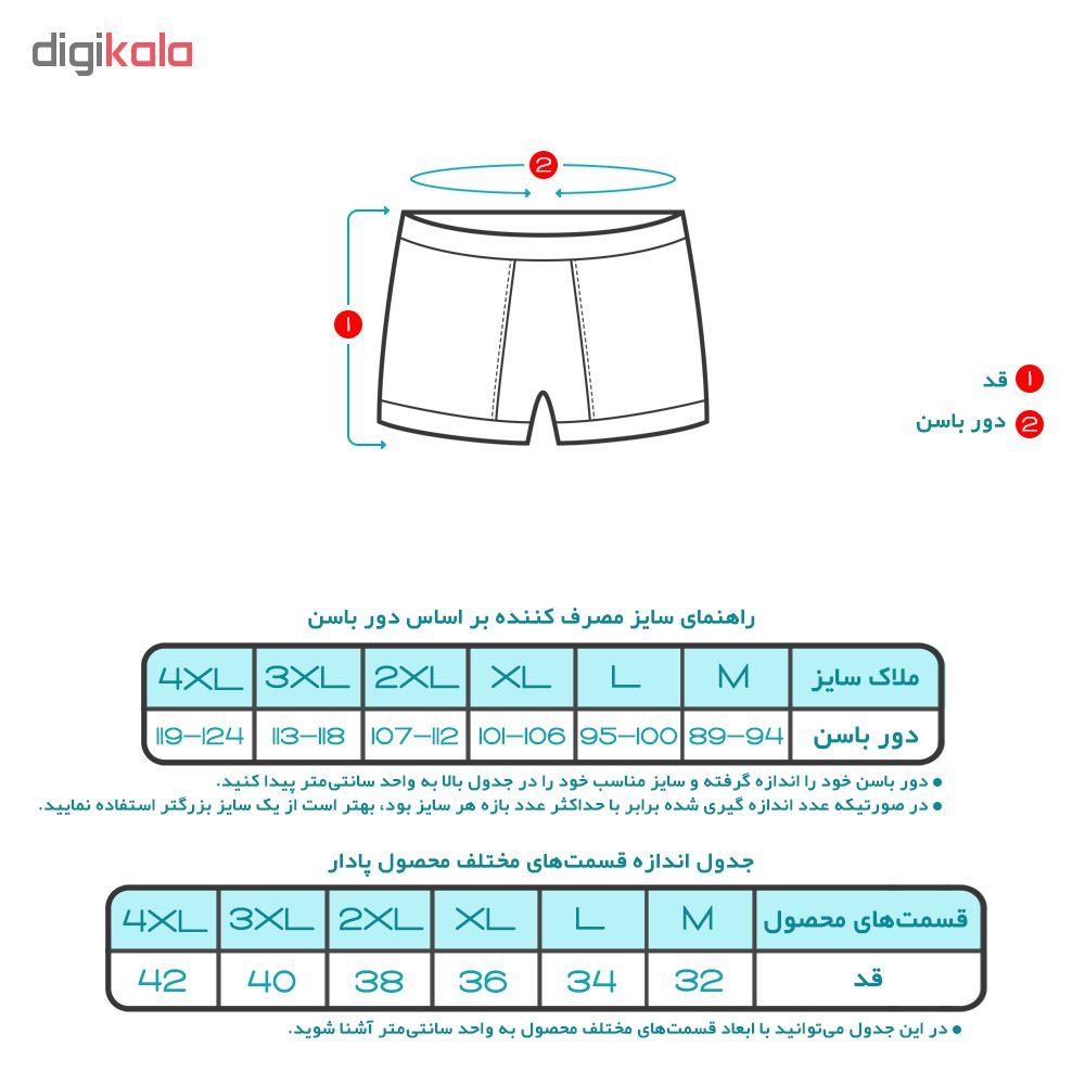 شورت مردانه کیان تن پوش مدل Boxer W بسته ۱۲ عددی -  - 4