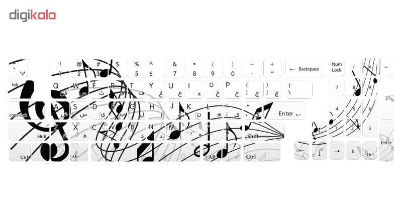 برچسب حروف فارسی کیبورد طرح نت موسیقی کد 107