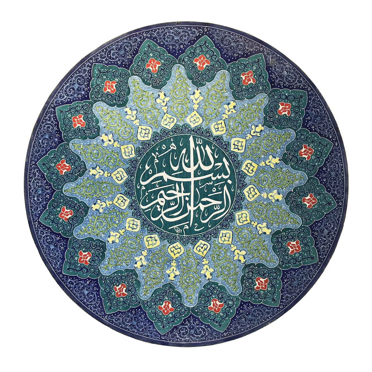 بشقاب میناکاری طرح بسم الله اسلیمی کد 20077