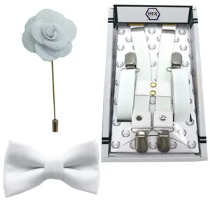 ست پاپیون گل کت و ساس بند مردانه هکس ایران کد SET-SBPG WIT