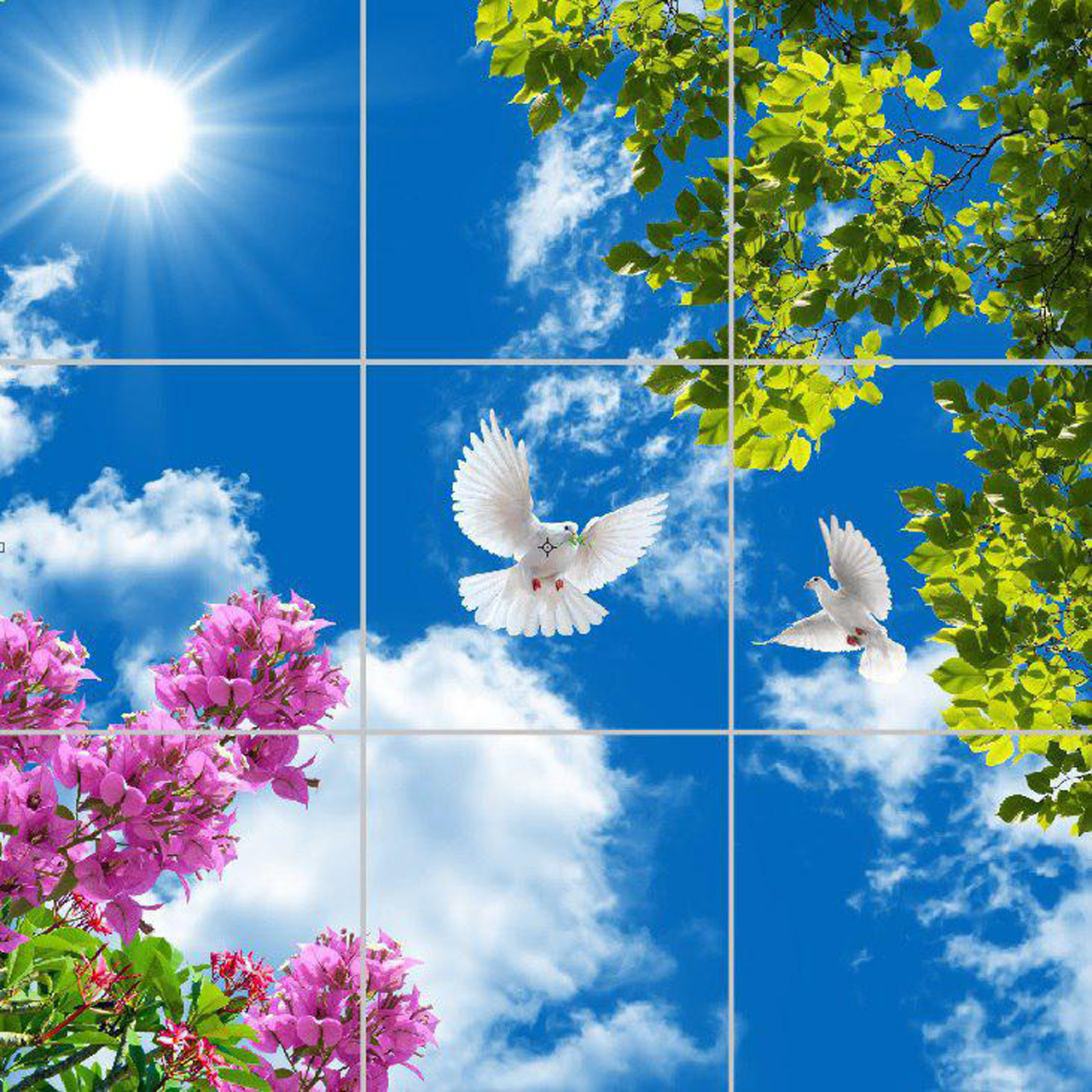 تایل سقفی آسمان مجازی مدل AZ33067 سایز 60*60 سانتی متر بسته 9 عددی 