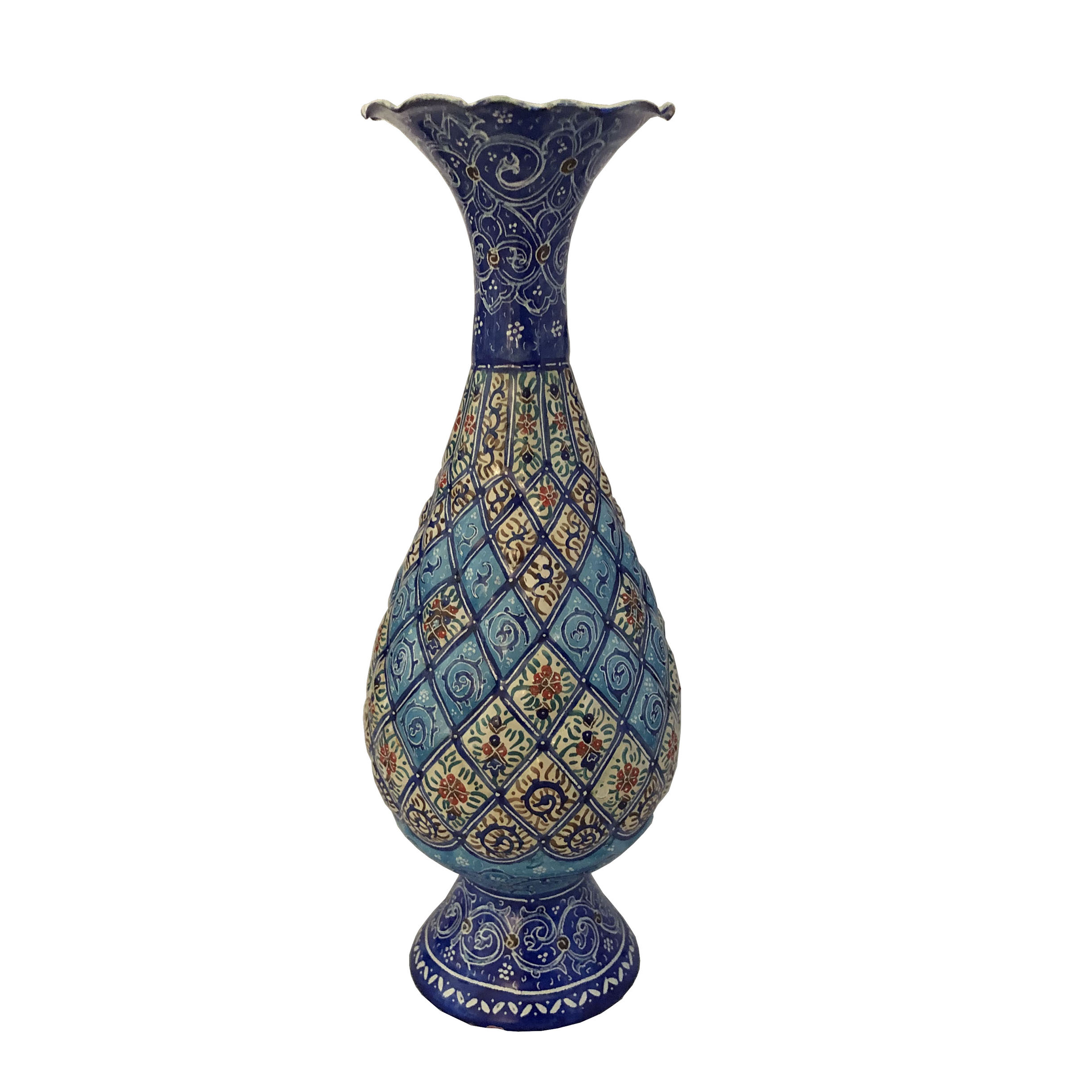 گلدان مسی میناکاری طرح اسلیمی خطائی مدل7