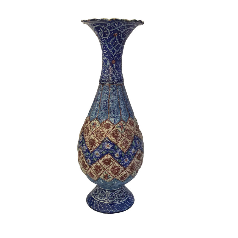 گلدان میناکاری مسی طرح اسلیمی کد 08