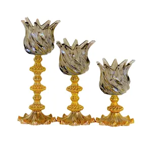 شمعدان طرح لاله پیچ کد 124 مجموعه 3 عددی