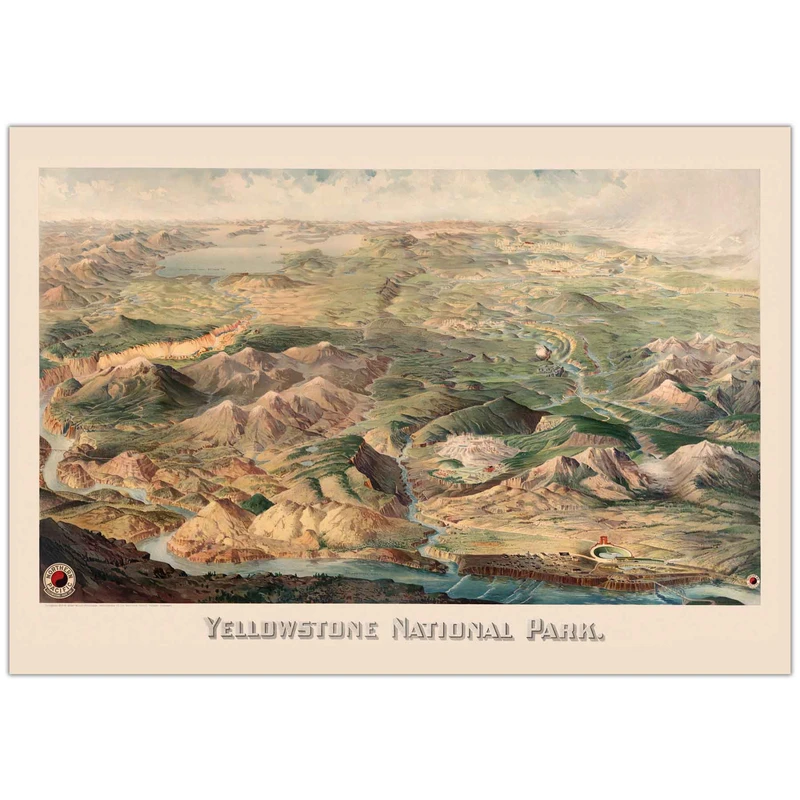 تابلو شاسی پالمیرا طرح نقشه تاریخی پارک ملی Yellowstone کد MAP120
