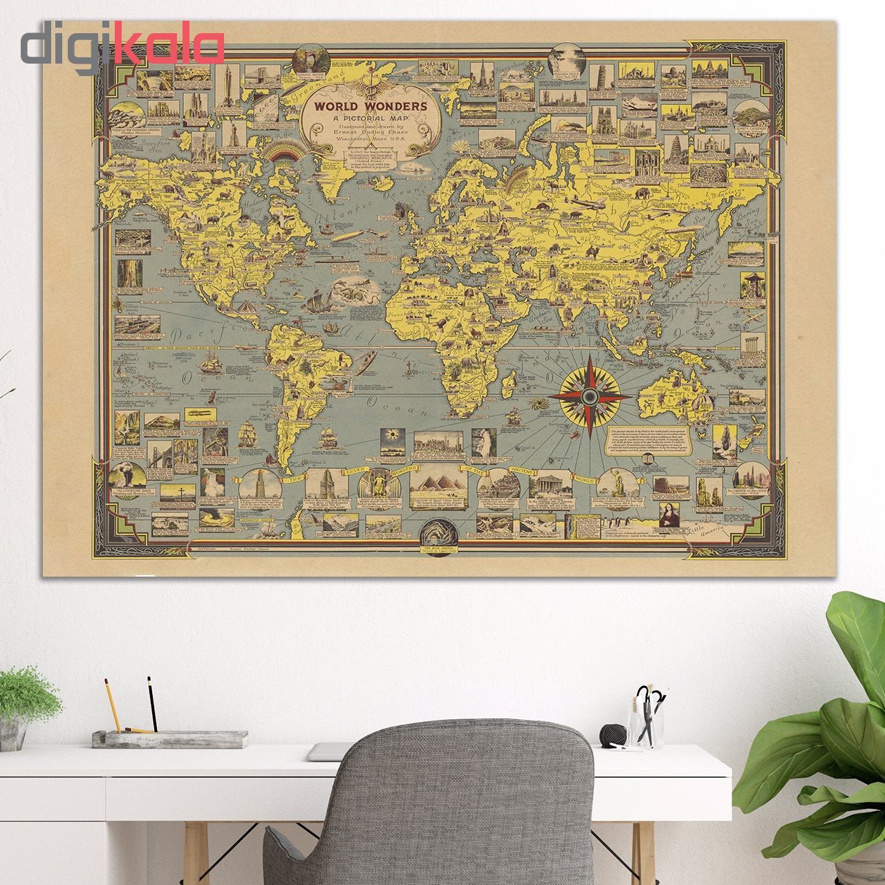 تابلو شاسی پالمیرا طرح نقشه تاریخی عجایب جهان کد MAP113