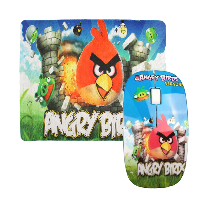 ماوس طرح angry birds مدل mp-101 به همراه ماوس پد