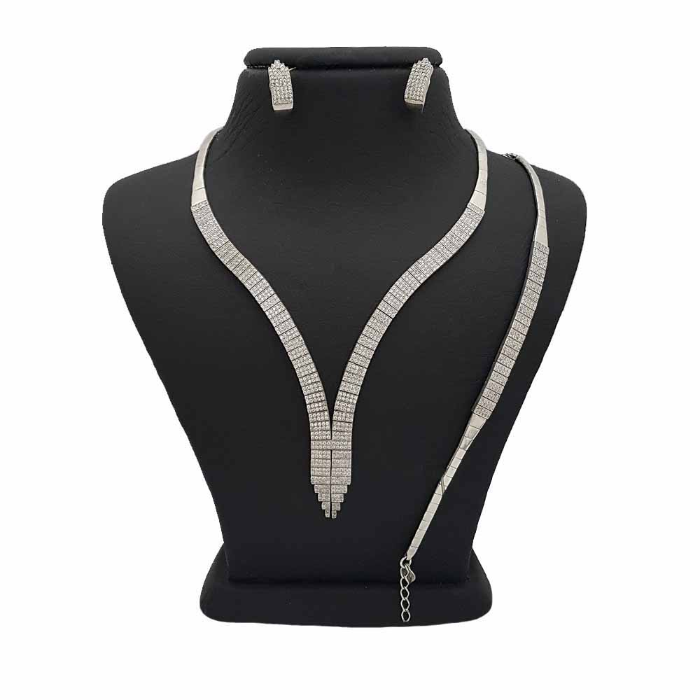 نیم ست نقره زنانه ترمه 1 مدل تنیسی کد SE 1033