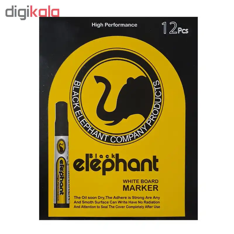 ماژیک وایت برد بلک الفنت کد 6263 بسته 12 عددی