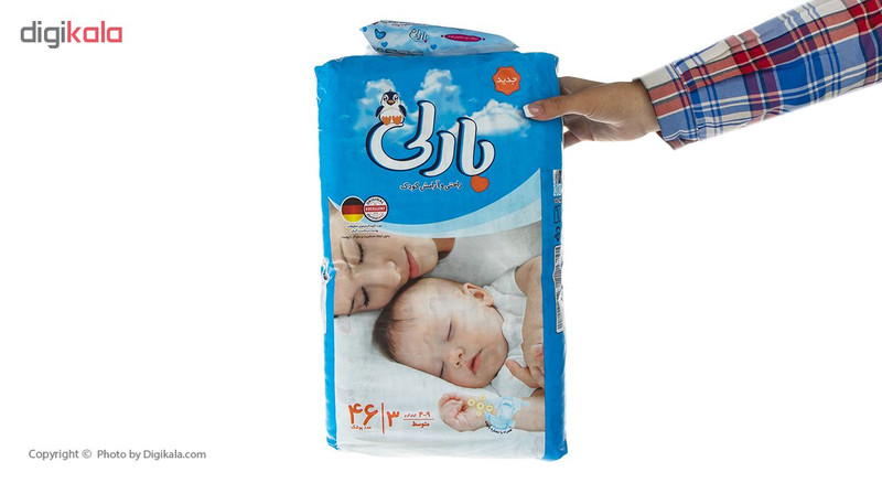 پوشک بارلی سایز 3 بسته 46 عددی به همراه دستمال مرطوب