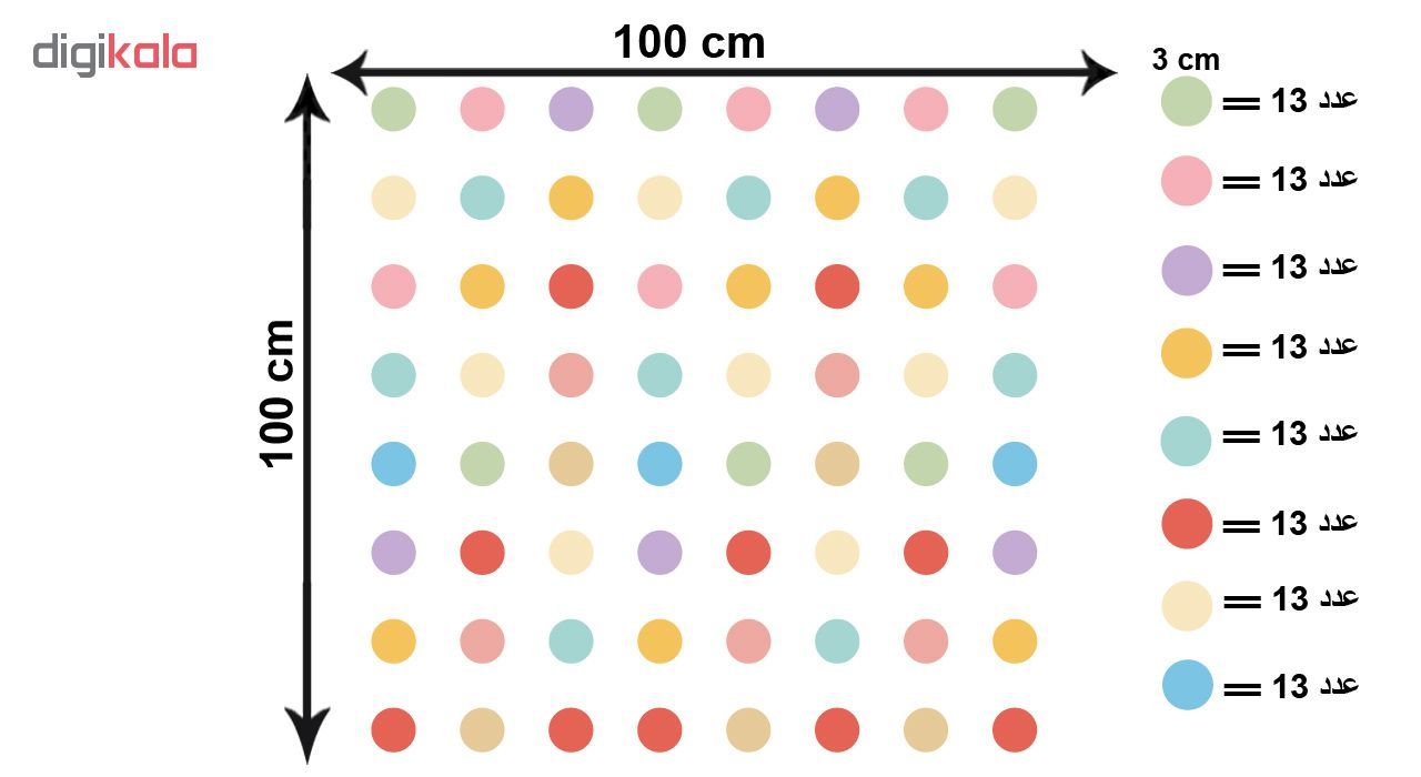 استیکر چوبی ژِیوار طرح دایره های رنگی مجموعه 104عددی