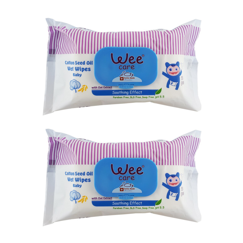 دستمال مرطوب کودک وی کر مدل Cotton Seed Oil مجموعه 2 عددی