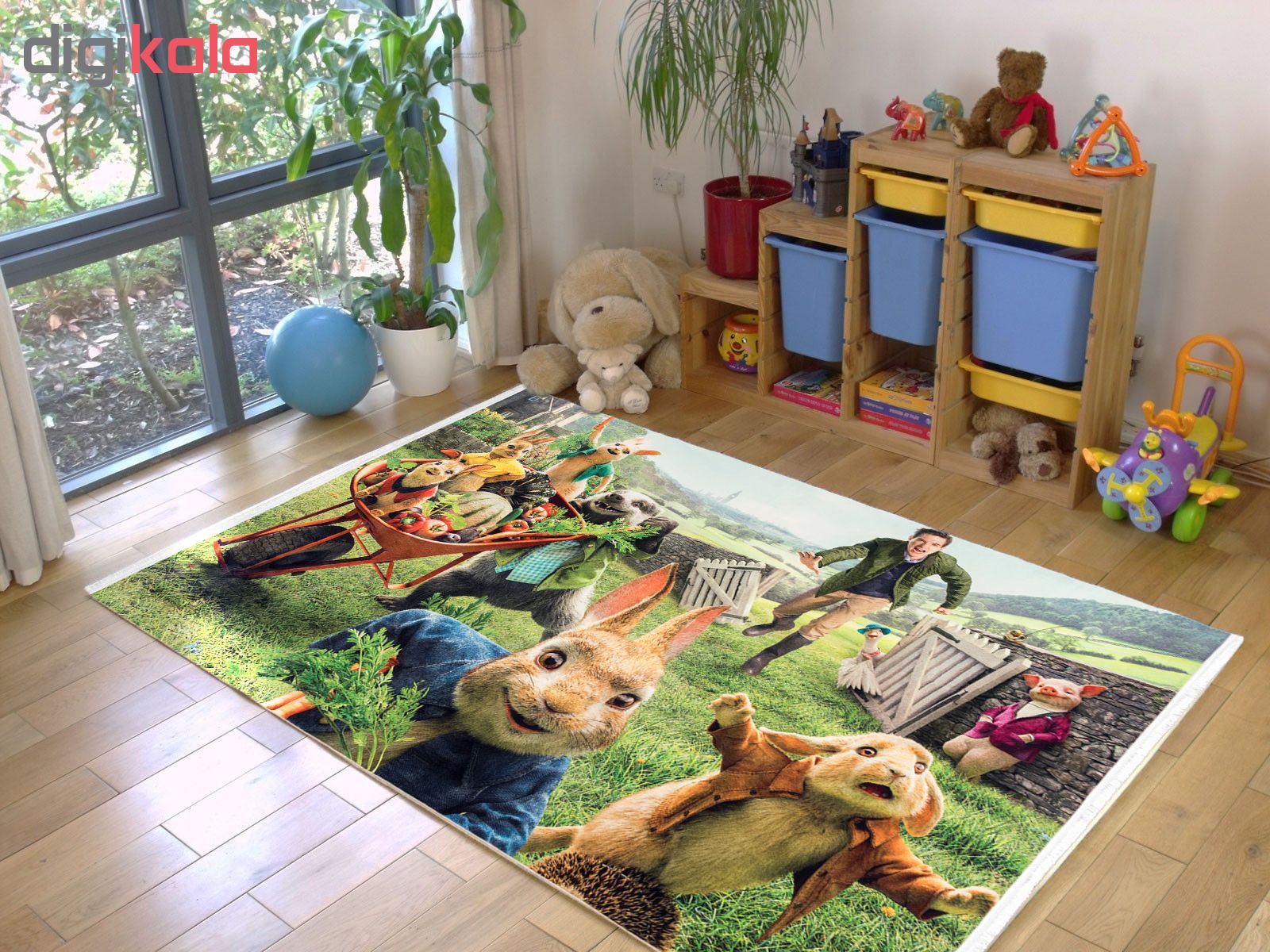 فرش ماشینی محتشم طرح کودک کد 100220 زمینه سبز
