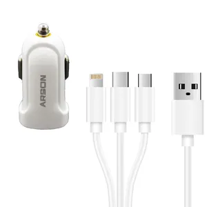 شارژر دیواری آرسون مدل AN-C02  به همراه کابل تبدیل Micro USB / لایتنینگ/ USB-C