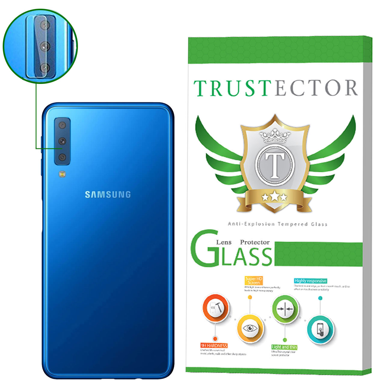 محافظ لنز دوربین تراستکتور مدل CLP مناسب برای گوشی موبایل سامسونگ Galaxy A7 2018
