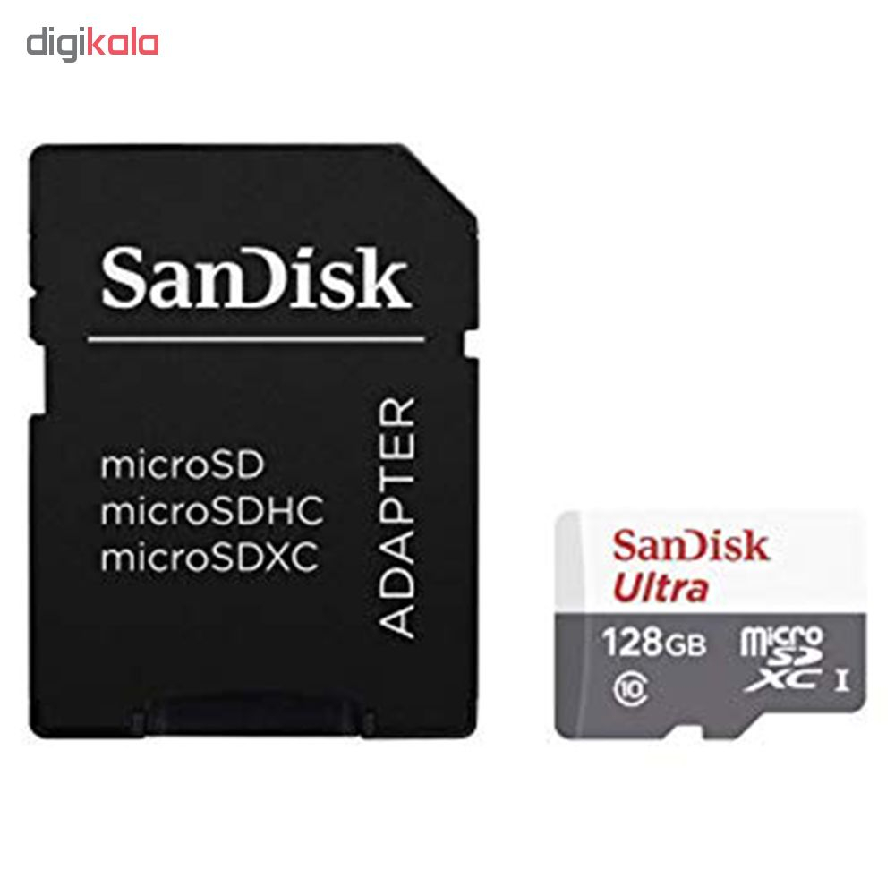 کارت حافظه microSDXC سن دیسک مدل Ultra A1 کلاس 10 استاندارد UHS-I سرعت 80MBps ظرفیت 128 گیگابایت به همراه آداپتور SD 