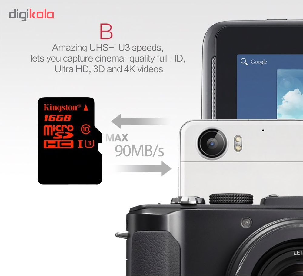 کارت حافظه microSDXC کلاس 10 استاندارد UHS-I U3 سرعت 90MBps ظرفیت ۶۴ گیگابایت به همراه آداپتور SD