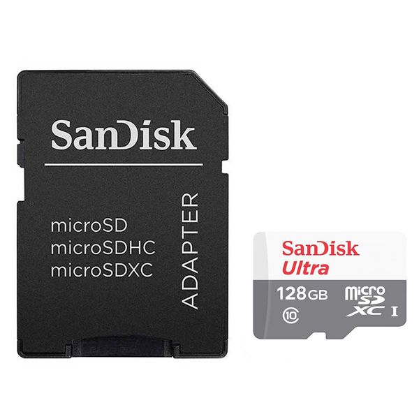 کارت حافظه microSDXC سن دیسک مدل Ultra A1 کلاس 10 استاندارد UHS-I سرعت 80MBps ظرفیت 128 گیگابایت به همراه آداپتور SD کارت حافظه microSDXC سن دیسک مدل Ultra A1 کلاس 10 استاندارد UHS-I سرعت 80MBps ظرفیت 128 گیگابایت به همراه آداپتور SD