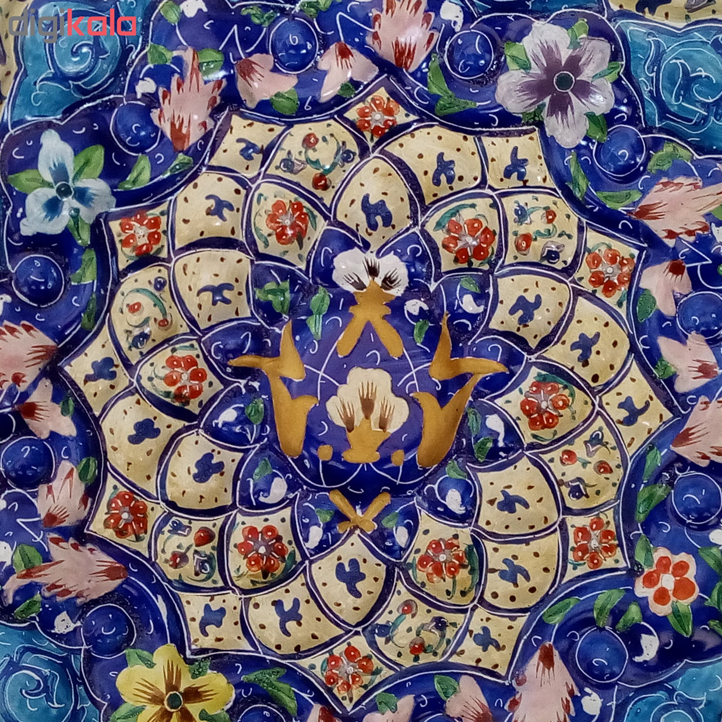 بشقاب میناکاری طرح نقاشی پرداز طلادار مدل پرنیان کد 20