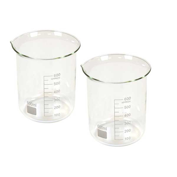 بشر آزمایشگاه مدل beaker ظرفیت 600 میلی لیتر مجموعه 2 عددی