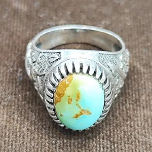 انگشتر نقره مردانه مدل سنگ فیروزه نیشابور کد P55