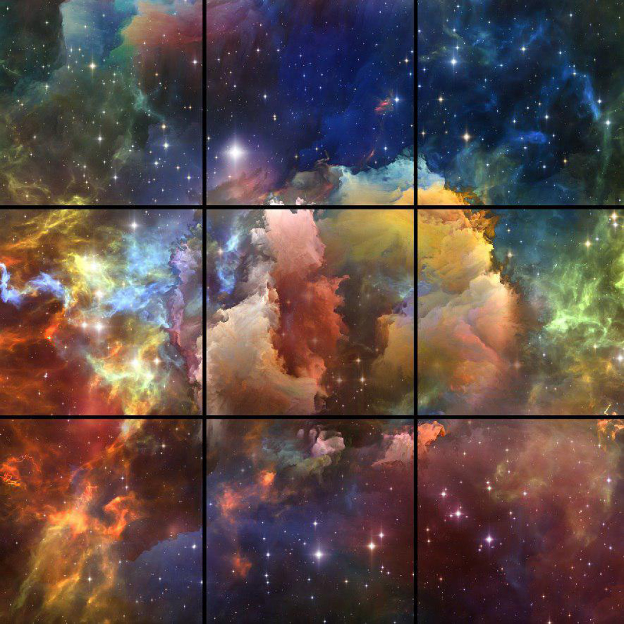 تایل سقفی آسمان مجازی مدل AZ33075 سایز 60*60 سانتی متر مجموعه 9 عددی