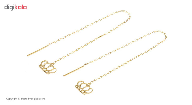 گوشواره طلا 18 عیار زنانه طرح تاج کد EL-005