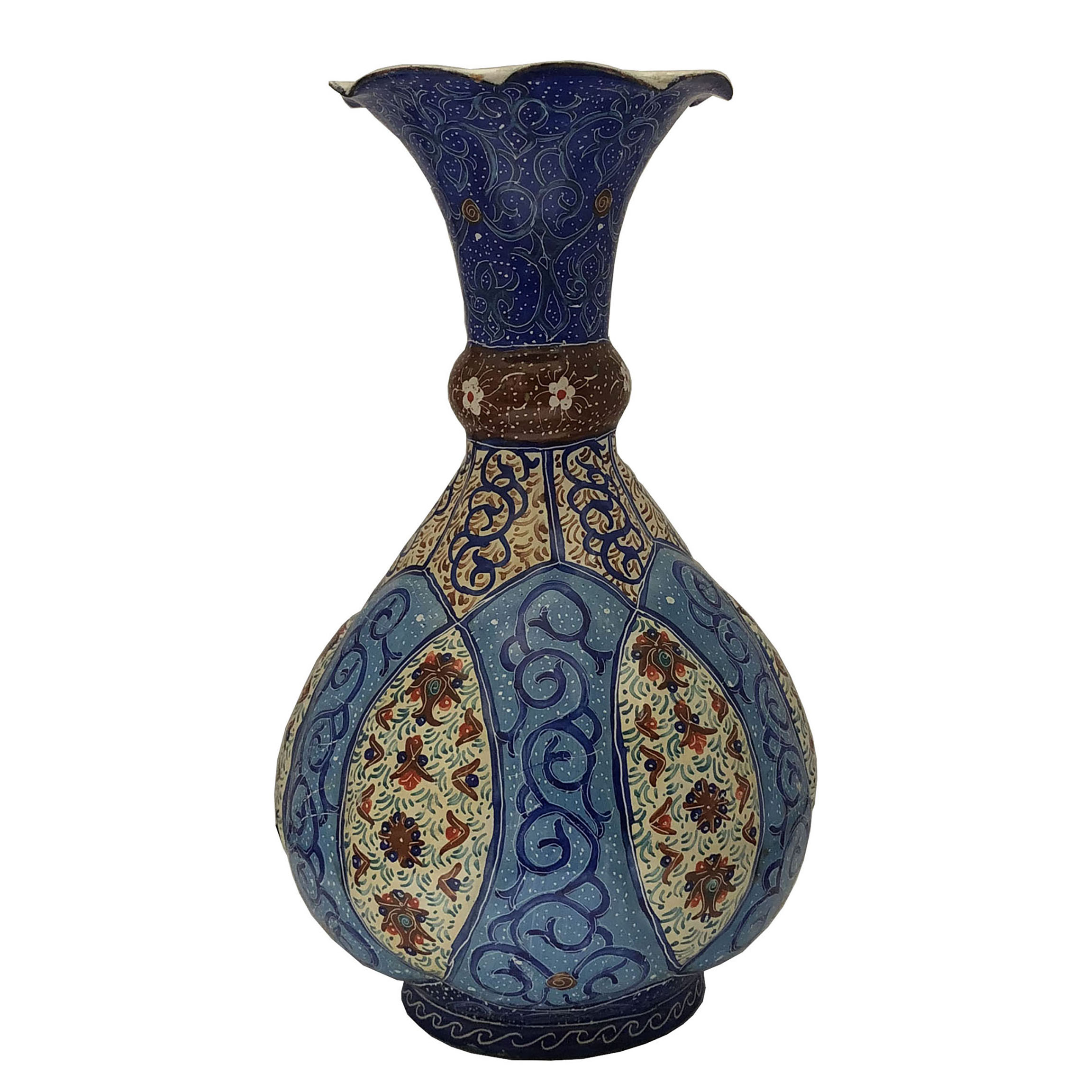 گلدان میناکاری مسی طرح اسلیمی خطایی کد 04