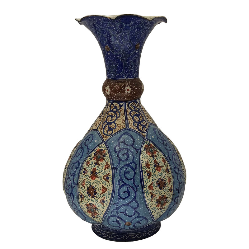 گلدان میناکاری مسی طرح اسلیمی خطایی کد 04