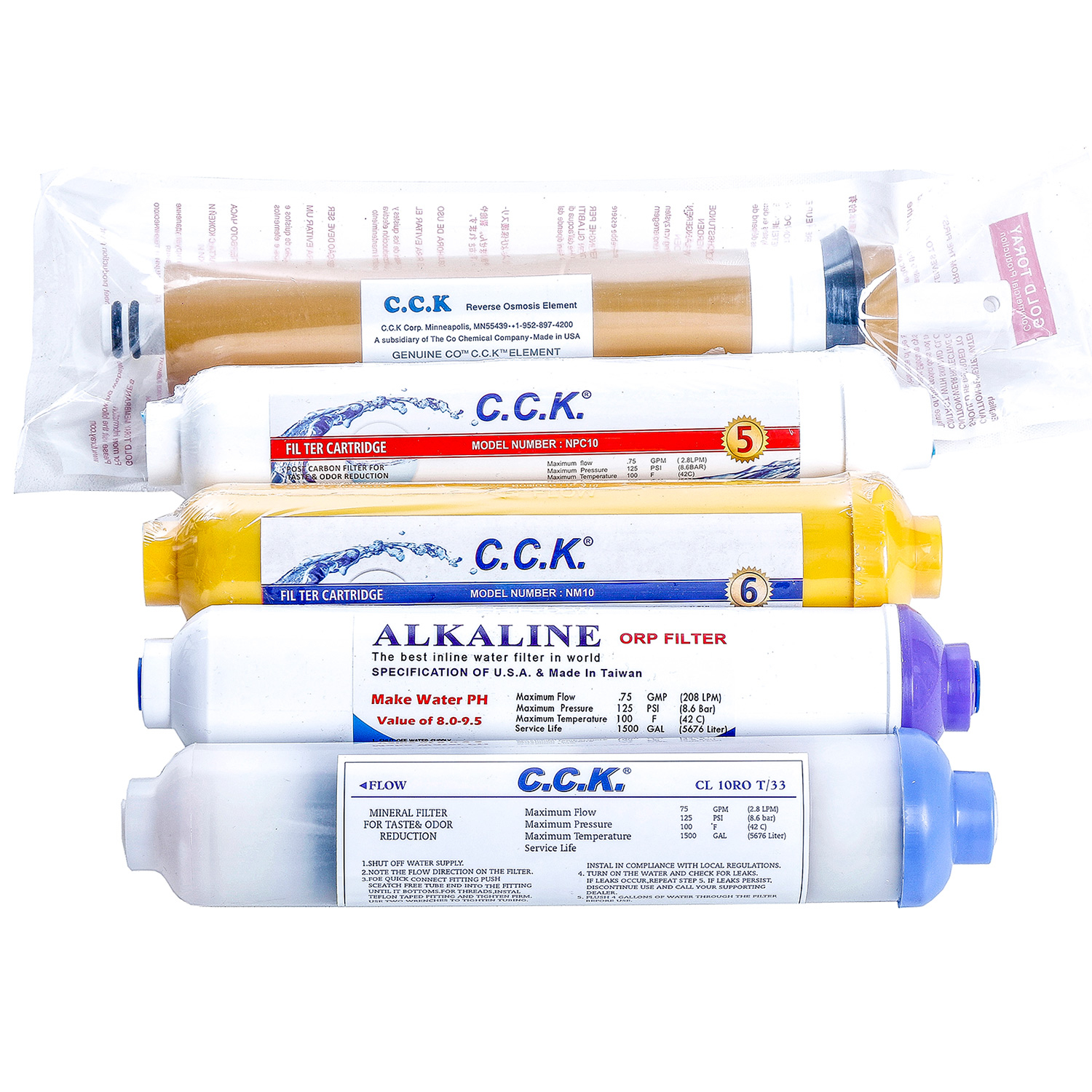 فیلتر دستگاه تصفیه کننده آب خانگی مدل RO5-ORP-2 مجموعه 5 عددی