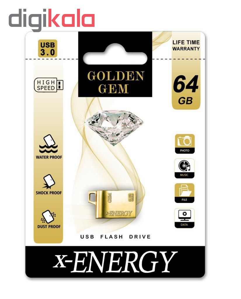 فلش مموری ایکس-انرژی مدل GOLDEN GEM ظرفیت 64 گیگابایت