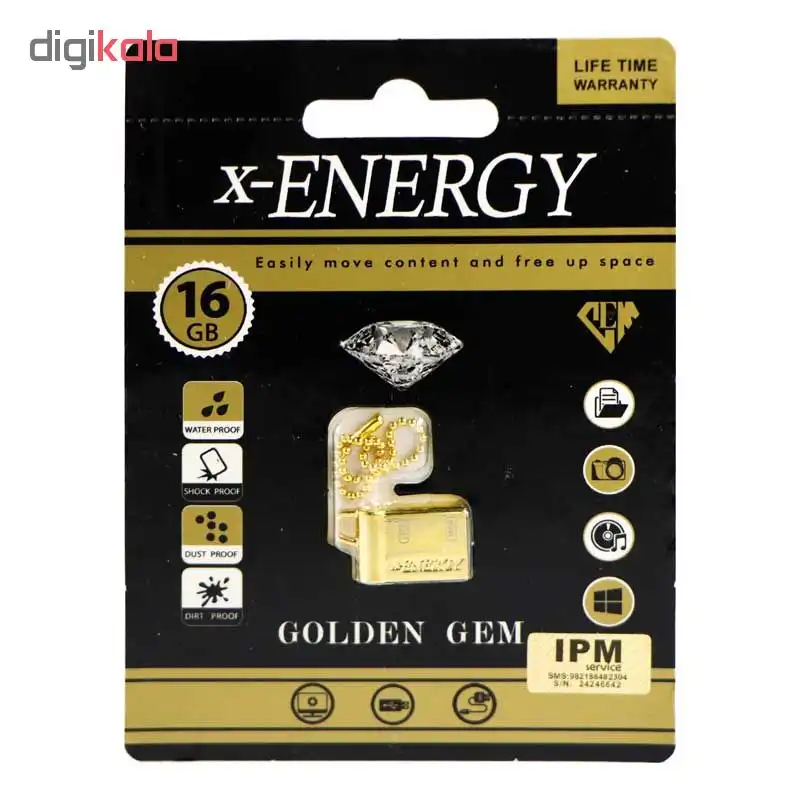 فلش مموری ایکس-انرژی مدل GOLDEN GEM ظرفیت 16 گیگابایت