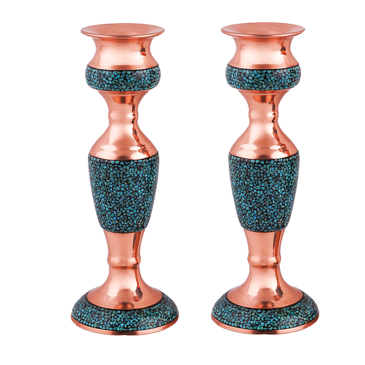 شمعدان فیروزه کوبی  کد 02  بسته دو عددی