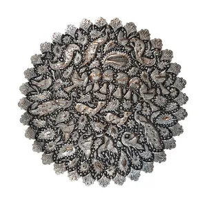 بشقاب قلمزنی مسی مدل سیمرغ