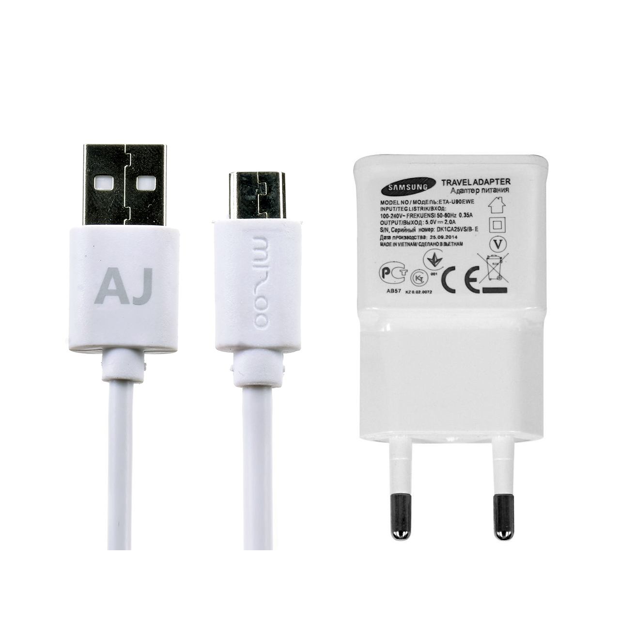 شارژر دیواری مدل ETA-U90EWE به همراه کابل تبدیل MicroUSB میزو