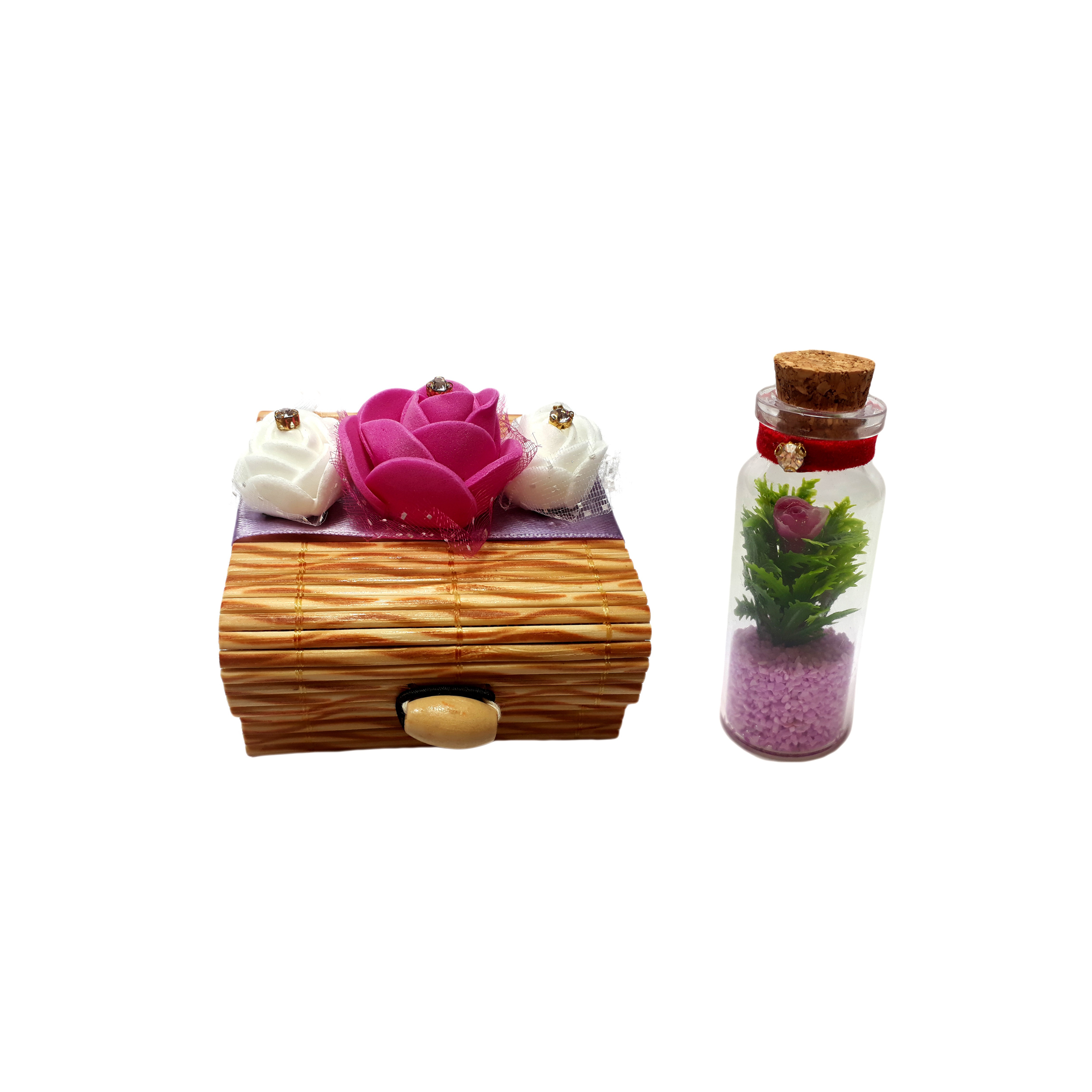 ست هدیه گل مصنوعی طرح تراریوم مدل Elay box