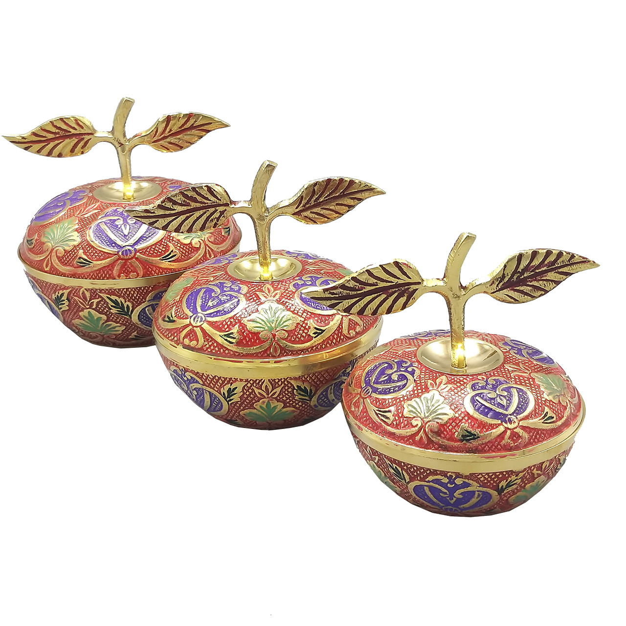 قندان میناکاری طرح جار کد Ia-124 مجموعه 3 عددی